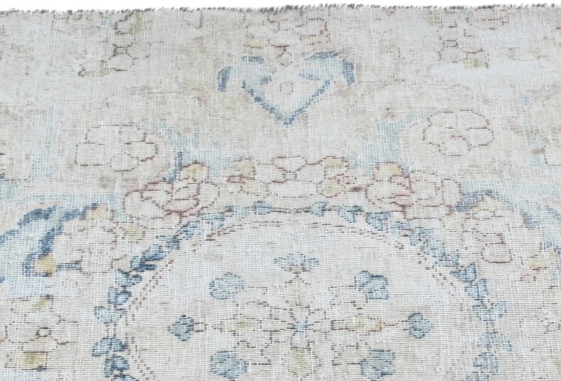 2'6X2'11 Semi-Antique Distressed Oriental Rug Muted Cream Floral Design Carpet gallery