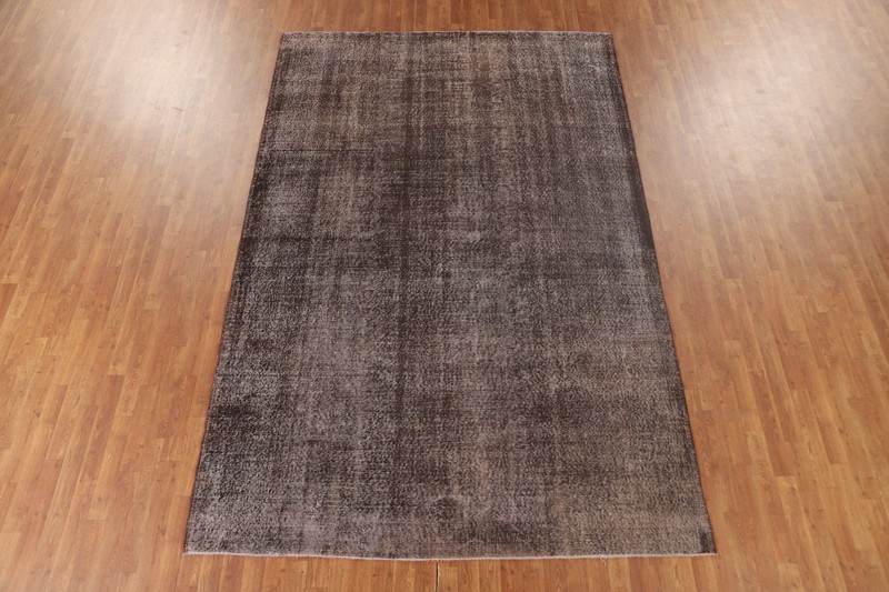 Over-Dyed Anatolian Turkish Area Rug 7x11 Wool Dark Brown Room Size Carpet gallery
