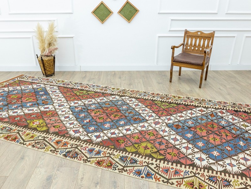 Antique Turkish Kilim Rug 6' × 14'5" ft – Konya Tribal Wool Collectible Piece gallery