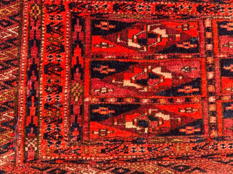 1'2 x 3'11 ft Antique Turkmen Chuwal Hand Knotted Tribal Wool Rug Rare Wall Rug gallery