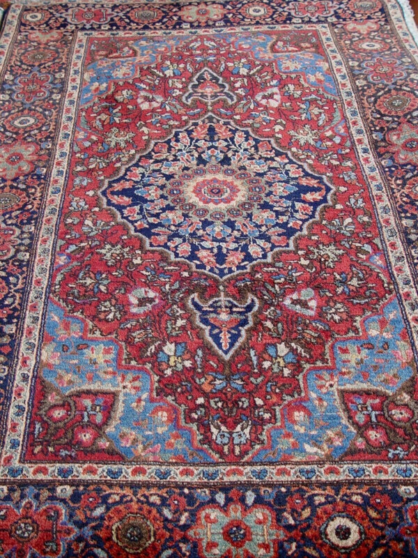 EXCELLENT ANTIQUE SAROUKK FLORAL RED HAND-KNOTTED WOOL ORIENTAL RUG 3'4" x 5' gallery