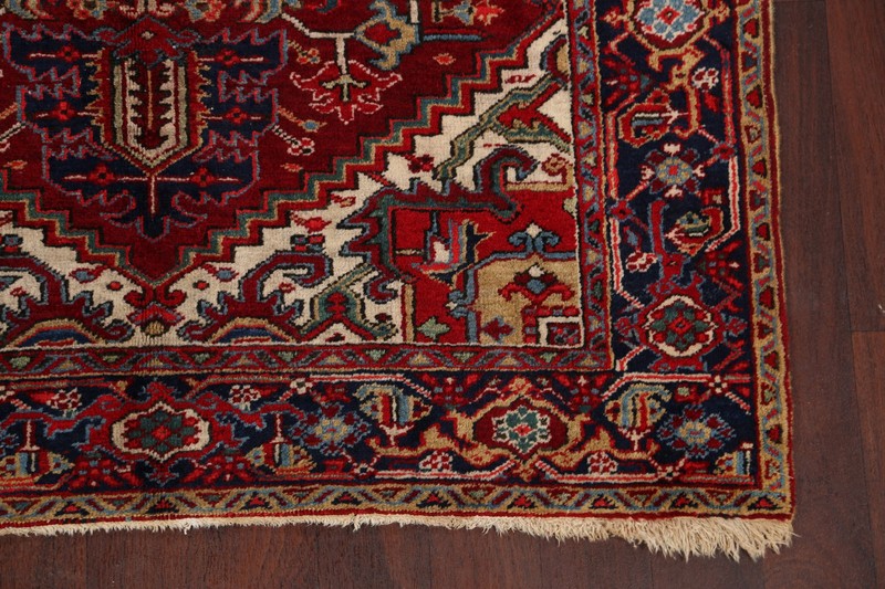 Antique Geometric Area Rug 5x6 Ft Handmade Traditional Wool Red Medallion Rug gallery
