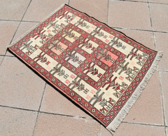 Caucasian Silk Soumak Rug 29” x 39” Oriental Silk Soumak Rug Fine Quality Rug