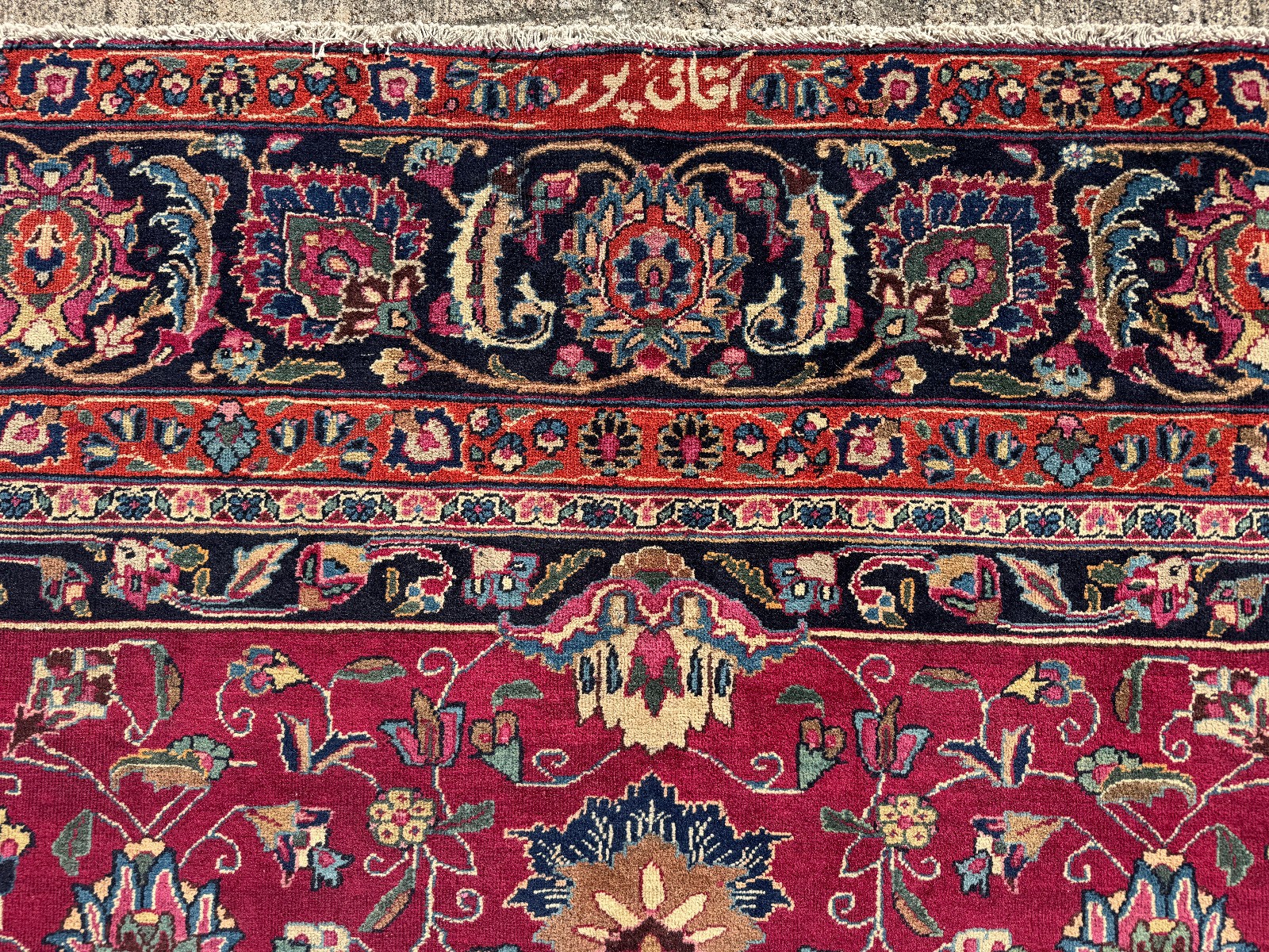 9x12 SIGNED ANTIQUE ORIENTAL RUG red purple blue VINTAGE handmade hand-knotted gallery