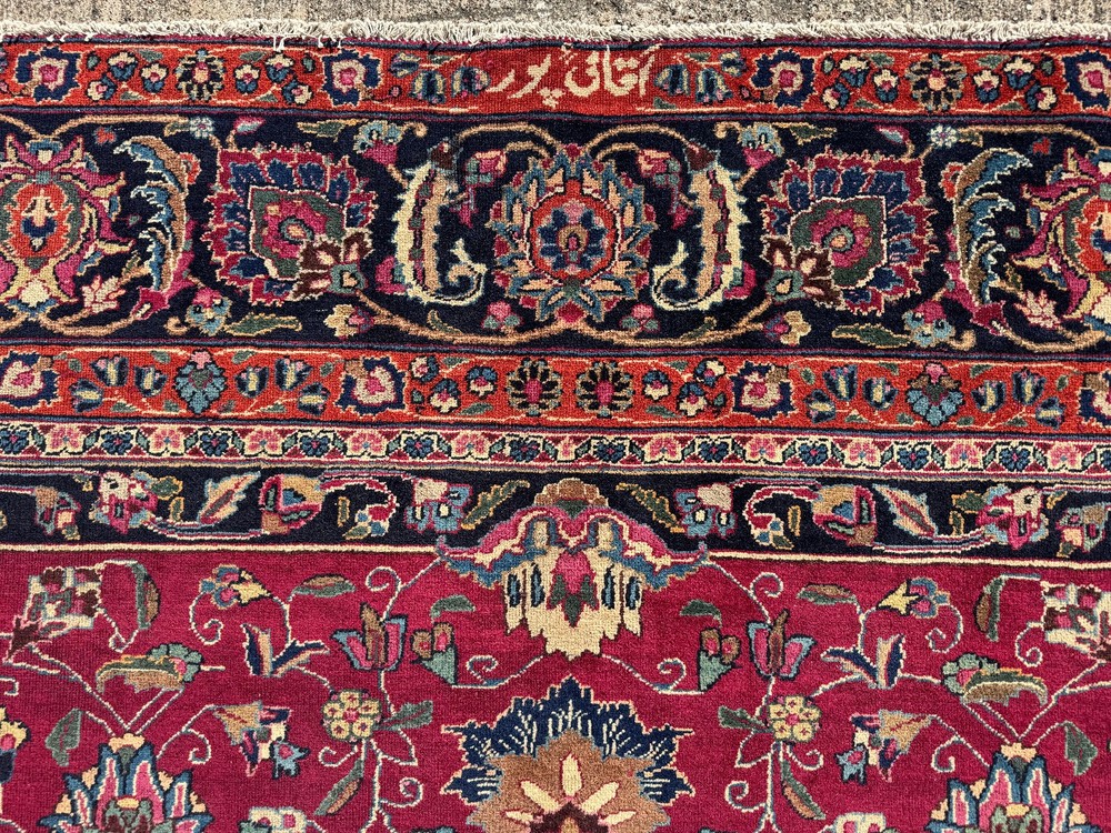9x12 SIGNED ANTIQUE ORIENTAL RUG red purple blue VINTAGE handmade hand-knotted