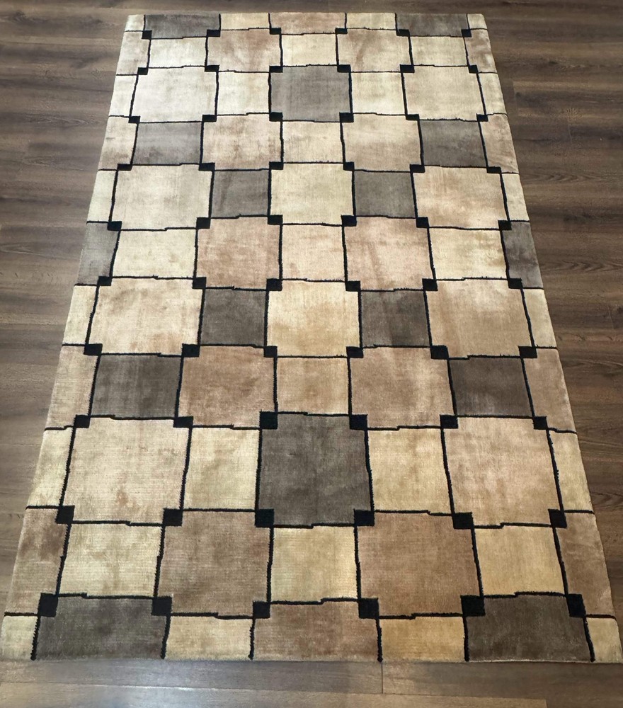 Tibetan Wool Rug 5x8 Contemporary Modern Abstract Carpet Soft Thick Pile, Pair B