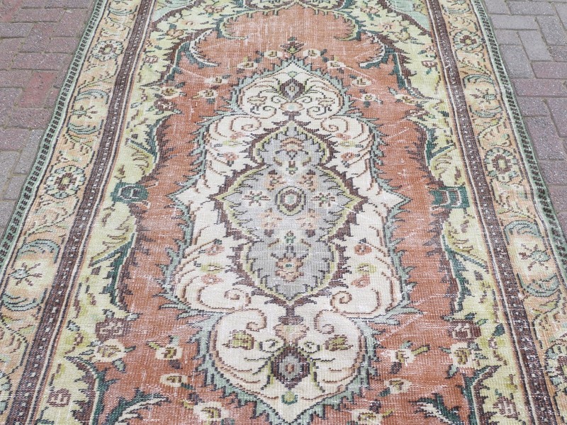 Vintage Anatolia Floor Carpet, Distressed Wool Rug, Handmade Large Rugs 65"x110" gallery