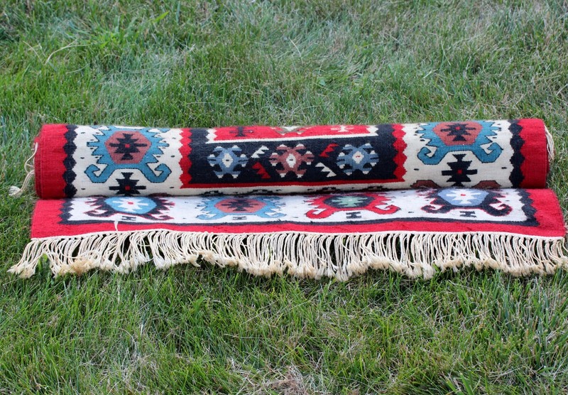 Antique Turkish Sharkoy Rug 58" x 30" Flat Woven Wool, Nice, One of a Kind, BIN gallery