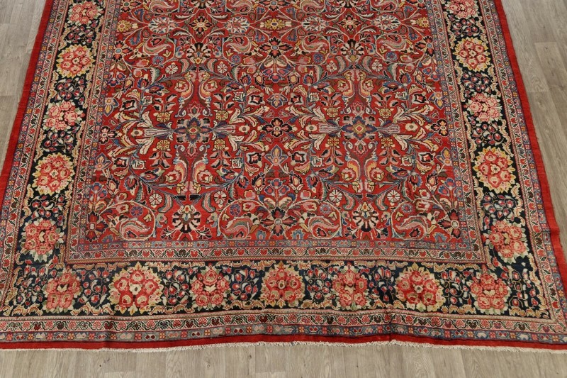 Antique Vegetable Dye Sultanabad Floral Area Rug Hand-Knotted Wool Carpet 10x14 gallery
