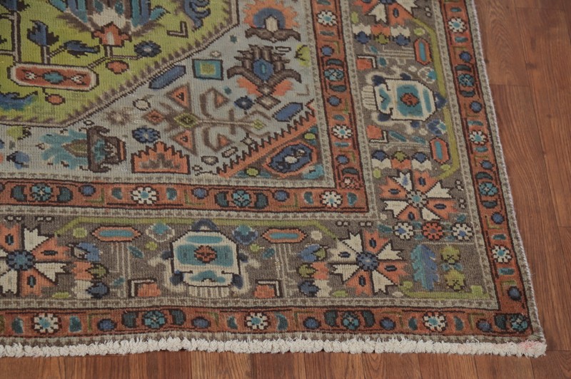 Vintage Over-Dyed Light Green Wool Living Room Area Rug Handmade Carpet 6x9 gallery