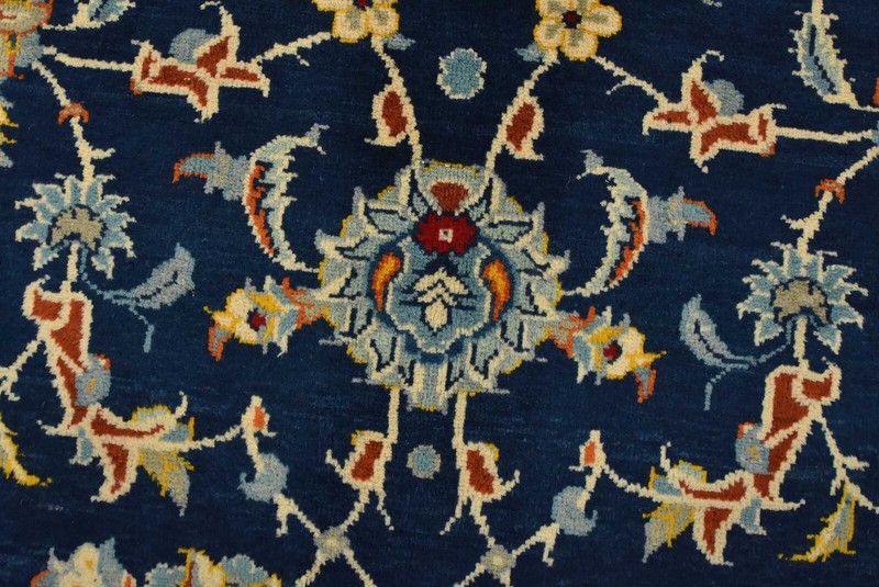 Vintage Oriental Rug 9’6” x 13’3” Blue Wool Traditional Hand-Knotted Carpet gallery