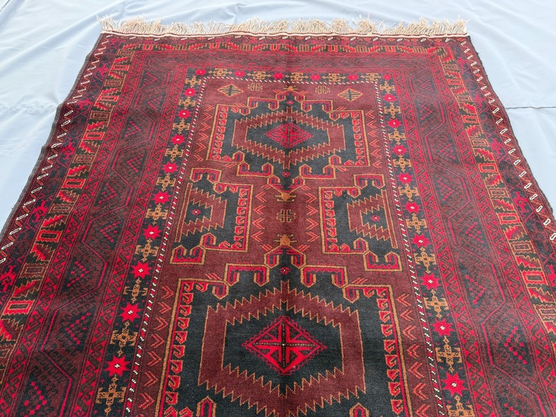 Brown Hand Knotted Afghan Baluchi Rug 4x8 ft Antique Persian Style Tribal Carpet gallery