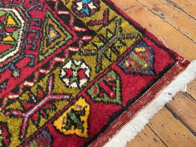 Beautiful Antique 1940-1950's Wool Pile Henna Dye Tribal Runner Rug 2’x5’ft gallery