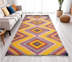 Vintage Turkish Rug Kilim Hand Woven Large Rug for Living Room 5′5″ x 10′6″