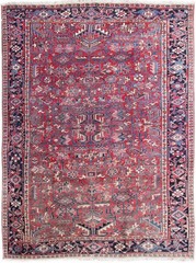 8×11 Antique Traditional Geometric Handmade Red Wool Area Rug Classic Design