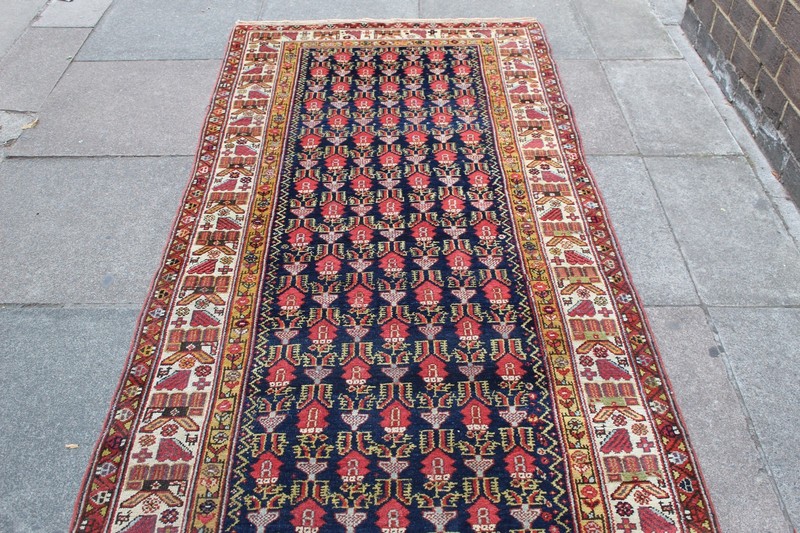 Antique Hand Made Traditional Oriental Wool Blue Long Corridor Runner 502x113cm gallery