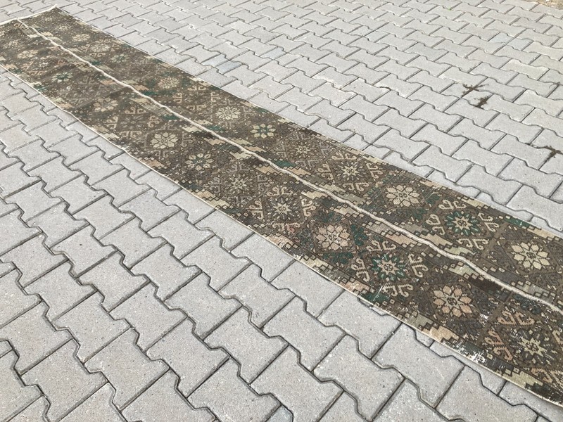 Vintage Turkish Patchwork Runner, 2.2 x 12.6 ft, Antique Oushak Hallway Carpet gallery