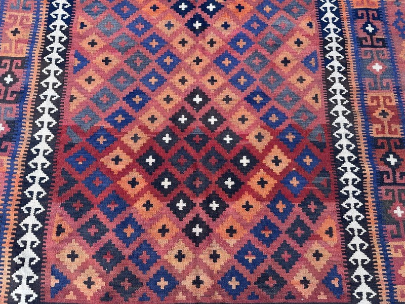 Rust Orange Faded Kilim Rug 7'11 x 10'4 Handmade Turkish Navajo Boho Area Rug gallery