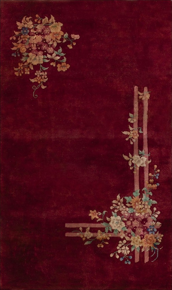 4X6 Antique Chinese Art Deco Wool Area Rug 1935