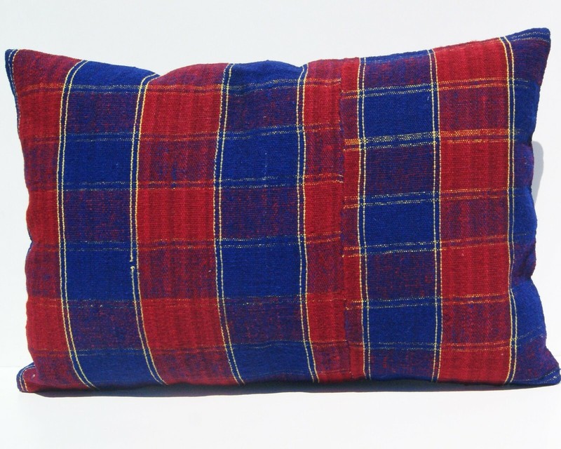 Handcrafted 24"x16" Turkish Pillow Cover Vintage Rug-Inspired Striped Design gallery