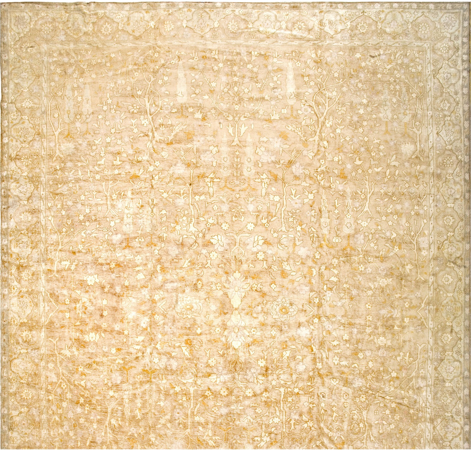 14X18 Vintage Indian Beige Wool Area Rug 1930 gallery