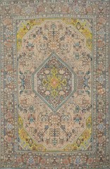Peach Color Vintage Geometric Traditional Area Rug 7×9 ft Hand-knotted Wool
