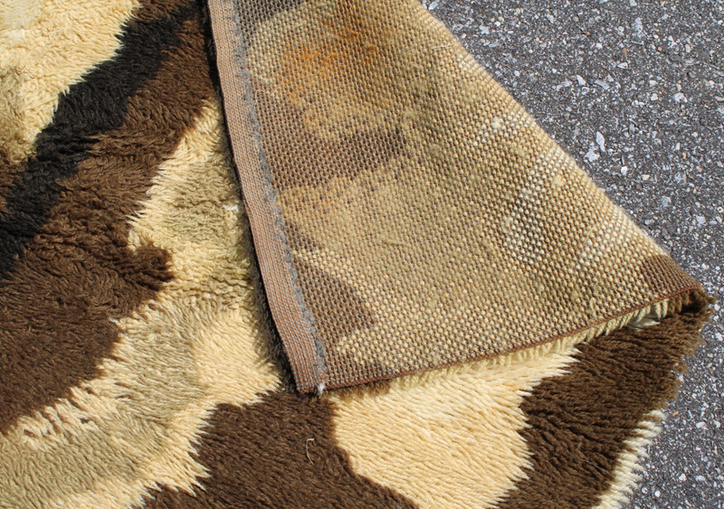 1970s Danish Modern Wool Rug by Ege Rya- 6' x 9' Tan Brown Shag Abstract Groovy gallery