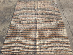 Vintage Handmade Turkish Striped Wool Kilim Rug 186×140 cm