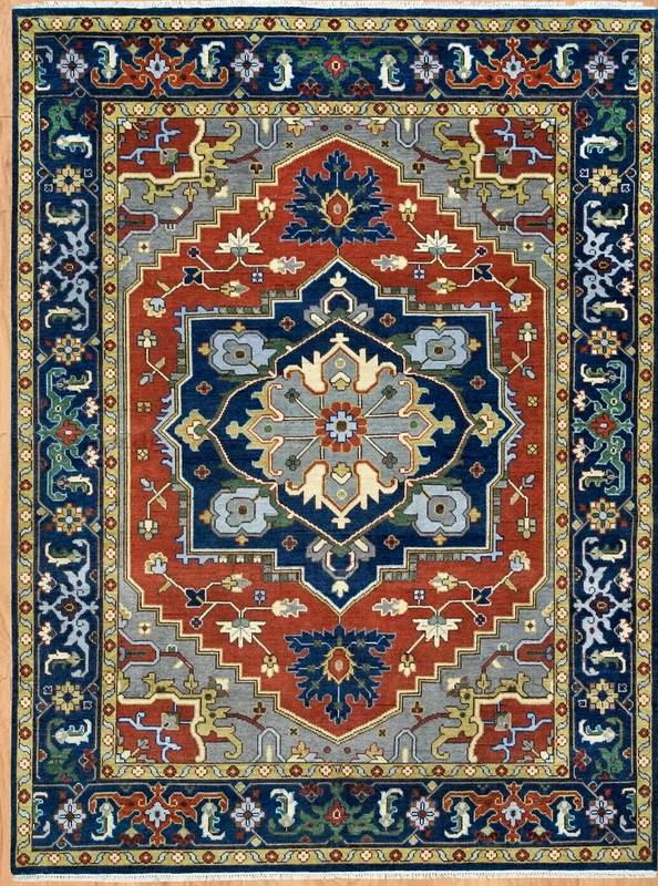 Red Blue Antique Hand Knotted Turkish Oushak Rugs Vintage Carpets For Livingroom gallery