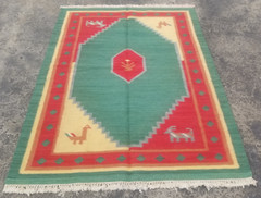 Vintage Traditional Handmade Beautiful Berber Kilim Floor Rug Carpet 183×140 cm