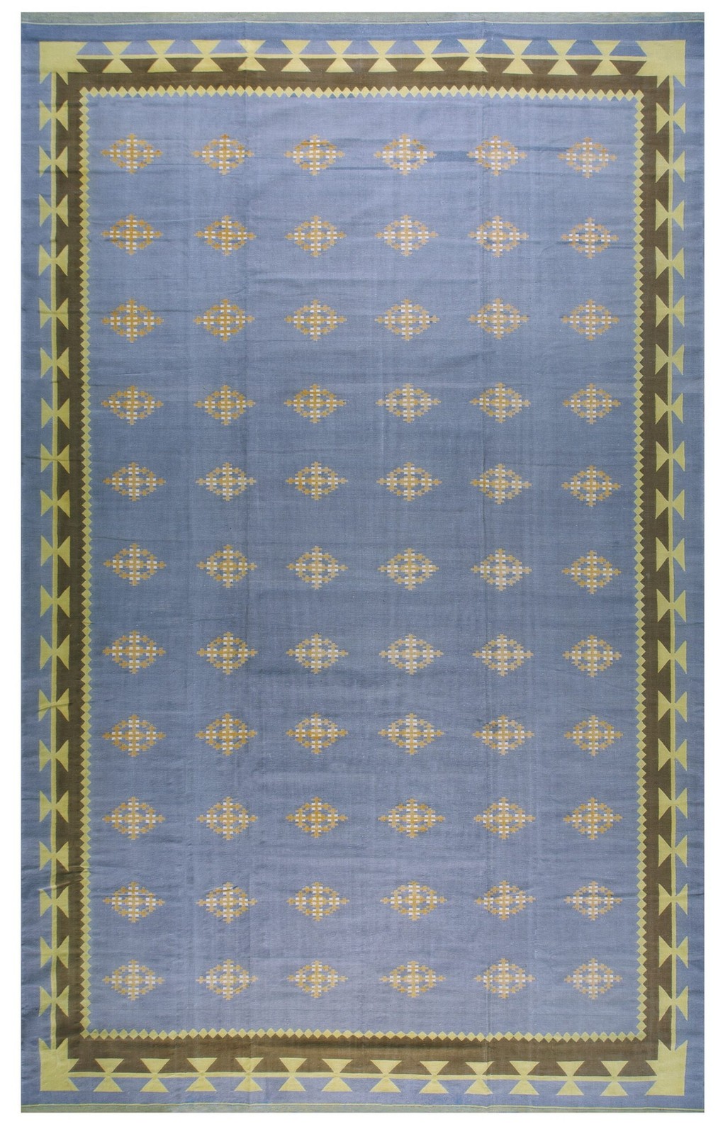 10X16 Vintage Indian Dhurries Blue Cotton Area Rug 1935 gallery