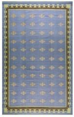 10X16 Vintage Indian Dhurries Blue Cotton Area Rug 1935