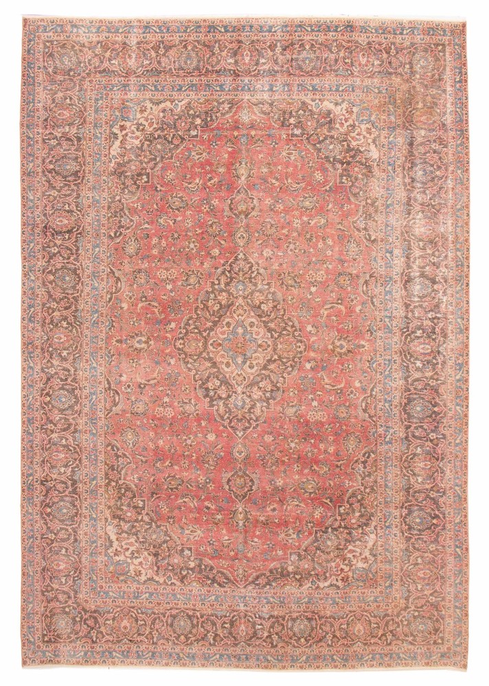 Vintage Hand-Knotted Area Rug 9'4" x 13'9" Traditional Wool Carpet