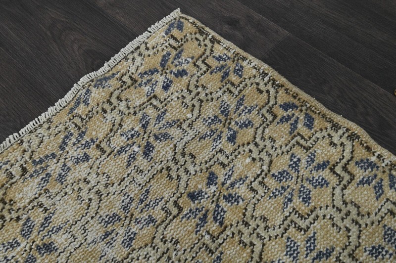 Vintage Turkish Runner Rug 3x11ft Wool Anatolian Handmade Hallway Oushak BEIGE gallery