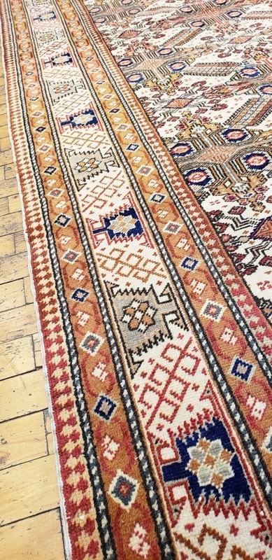 Masterpiece Antique Muted Dye Cross Patterned Wool Pile Hereke Rug 7x10ft gallery