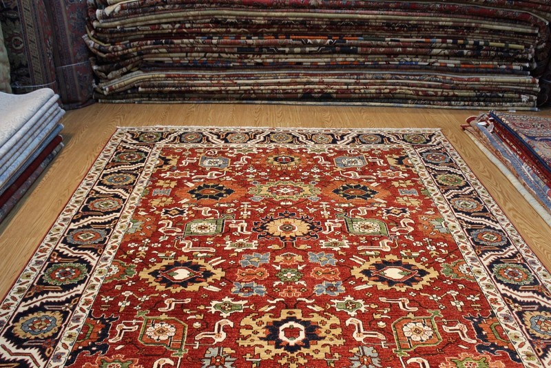 Top Quality 8X10 Handmade Oriental rug, MAHAL Design RUST blue vegetable dye gallery