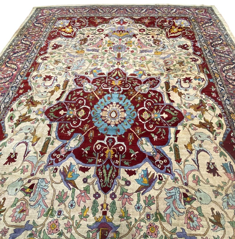 16x24 Rare Antique Agra Mogul Palace Rug Floral Medallion 488cm x 716cm C.1900 gallery