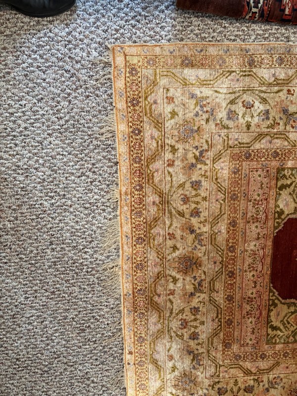 Vintage Turkish 1930 Silk Turkish Prayer Rug gallery