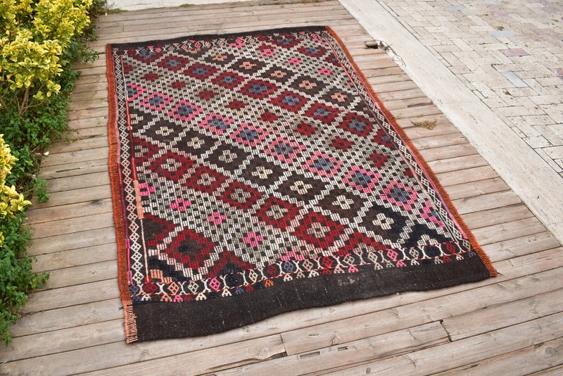 Turkish Kilim 58''x89'' Handwoven Adana Cicim Kilim 150x228cm Vintage Tent Rug gallery