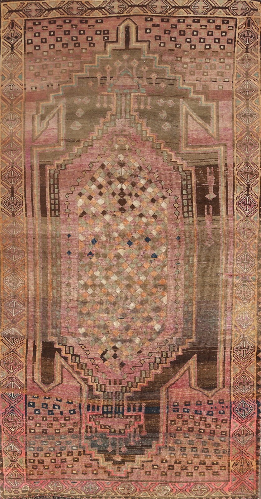 Antique Geometric Traditional Oriental Runner Rug Hand-knotted Wool 5x10 Hallway gallery