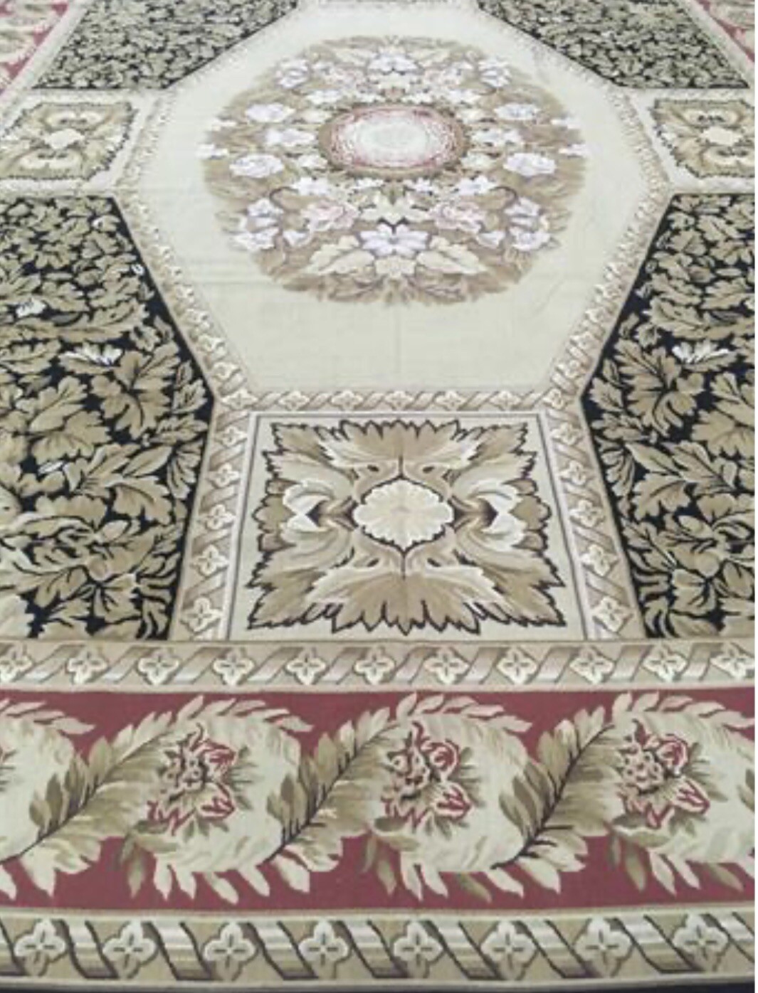 13x 18 Ft Large Aubusson Needle Point Wool Hand Crafted Area Rug Rare Black . gallery