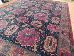 13×17 RUG medallions animal hunter horse leopard cat RED Blue Navy hand-knotted
