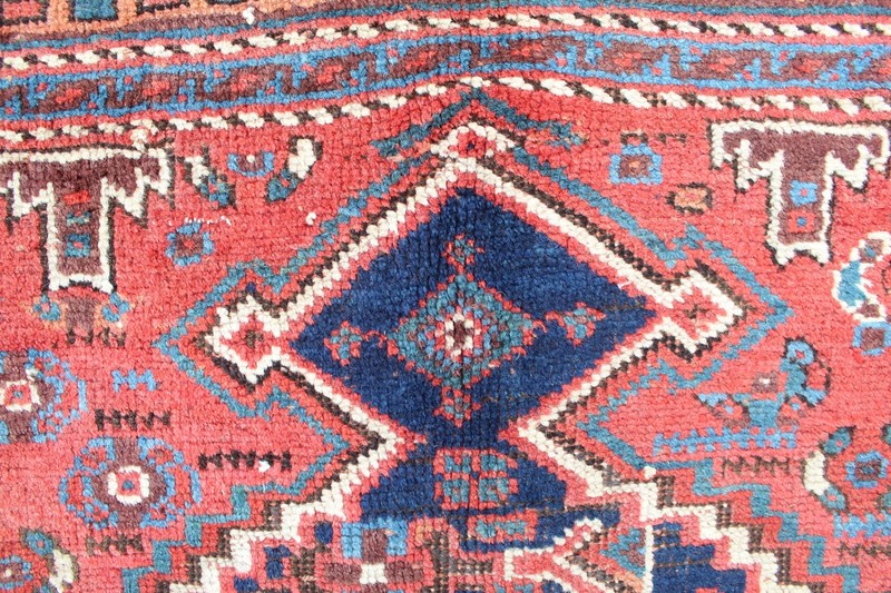 Antique Worn Traditional Hand Made Oriental Blue Red Gold Wool Carpet 352x218cm gallery