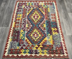 Vintage Kilim Traditional Hand Made Oriental Wool Kilim 5ft10inx3ft 199cmx128cm