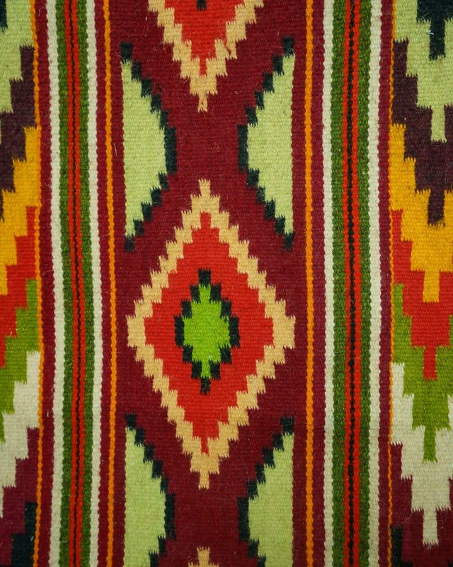 Romanian Oltenian Kilim Rug Handwoven 100% Wool Geometric Olive Green 1970s 8x6f gallery