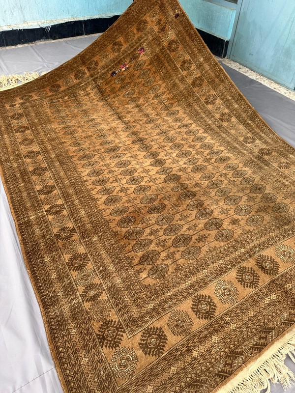 Afghan Turkmen Bukhara Vintage Brown Traditional Handmade Area Rug 9.4 x 6.6 ft gallery