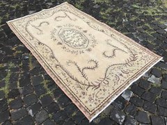 Turkish Antique rug Bohemian Area rug Oushak rug Vintage Rug Handmade Wool rug
