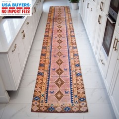 3×13 ft HandMade Turkish Runner Rug, Hallway decor, Kitchen Runner, Wool Rug