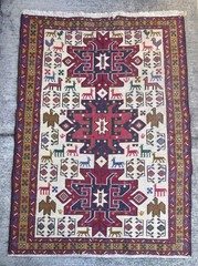 Vintage Caucasian Shirvan Animal Motif Hand Knotted Tribal Wool Rug 32×55