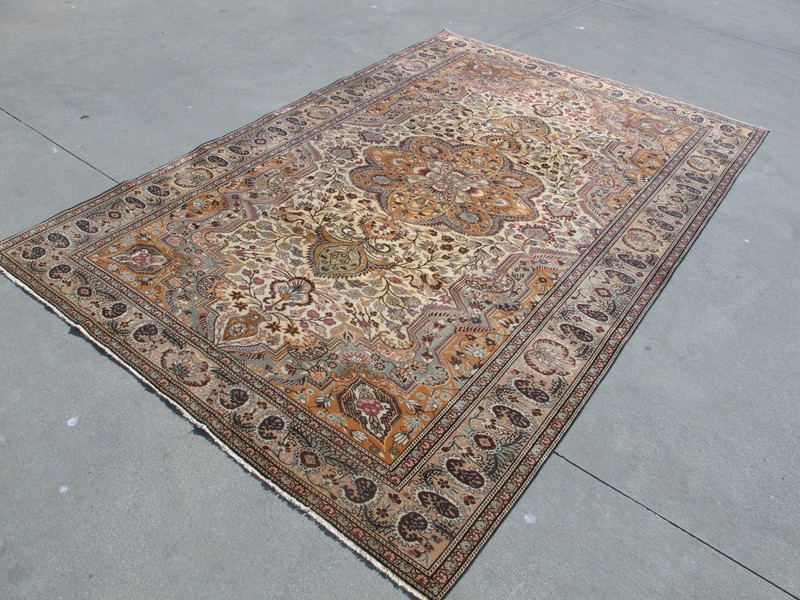 Antique Traditional Rug 6x10 Large Floral Turkish Rug 6.4x9.6 Muted Distressed gallery